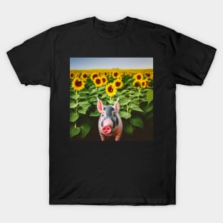 Pig in a Sunflower Field T-Shirt